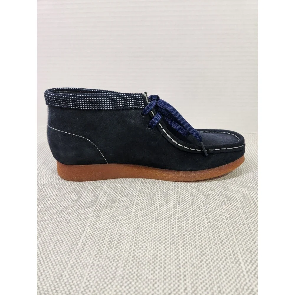 Clarks Originals Blue Marine Wallabee Boots Navy Suede Leather Kids Wide